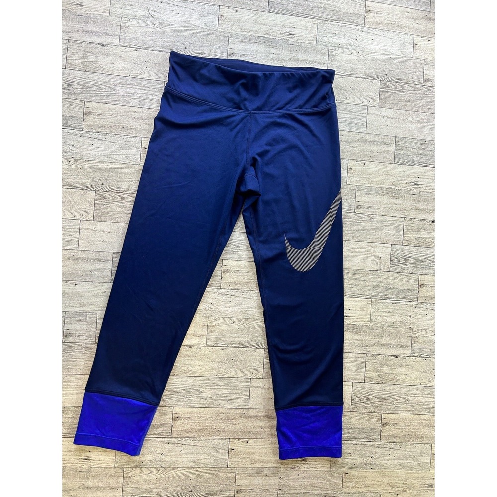 Nike Women's Size S Leggings Skinny Pants Dri Fit Gym‎ Blue Zip Pocket